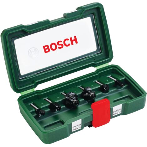 Bosch Set da 6 Pezzi di frese in metallo duro, per legno, Ø codolo 6 mm, accessorio fresatrice verticale