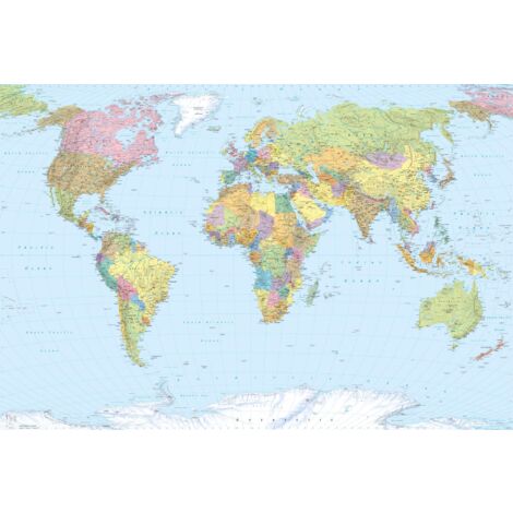 Komar, poster XXL, 4-038, "carta da parati mappamondo", multicolore, 368 x 248 cm, (confezione da 4)