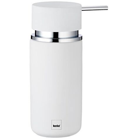 Kela 20420 dispenser Per sapone in ceramica Per, diametro 6,5 cm, 300 ml, 6,50 x 6, 50 x 16,50 cm, bianco