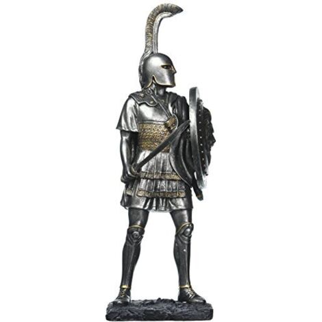 Design Toscano CL4309 Statua Guerriero Oplita Greco, Metallico, 18x12.5x40.5 cm