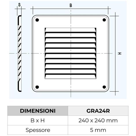 La Ventilazione GRA20R Griglia Rettangolare Da Sovrapporre, Rame