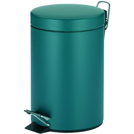 kela bidone per cosmetici turchese 3l, bidone a pedale in metallo per il bagno, bidone per i rifiuti del bagno con contenitore interno e maniglia di trasporto, MONACO, petrolio opaco (1/5)