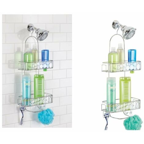 InterDesign Bubbli Portasapone doccia senza forare, Portaoggetti doccia da  appendere in metallo e plastica, argento