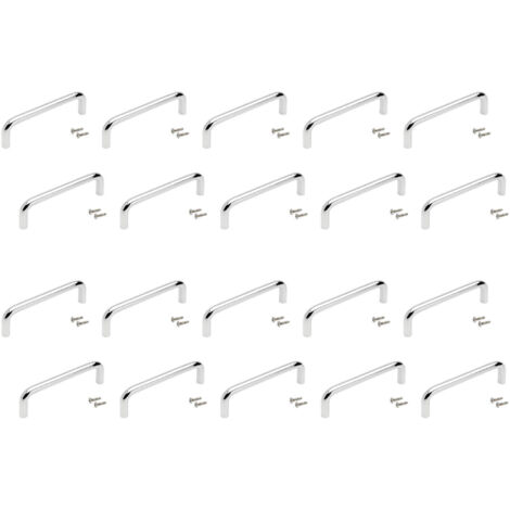Emuca 9163411 Set da 20 Maniglie per Mobile, Diametro 8 mm, Interasse 128 mm, Cromato, CC 128mm (1/4)