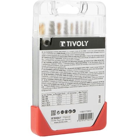 Tivoly 11901170052 - Set di punte Clipster con estrattore per estrazione di  dadi e viti rotte, 10