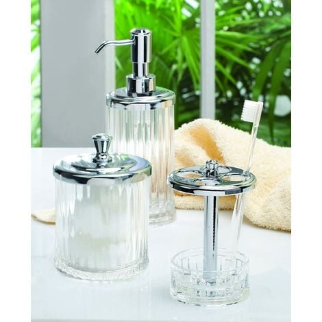 InterDesign Alston Dosatore sapone, Dispenser sapone ricaricabile in  plastica, trasparente/argento