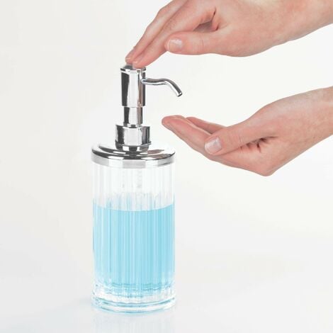 iDesign Alston Dosatore sapone, Dispenser sapone ricaricabile in plastica,  trasparente/argento