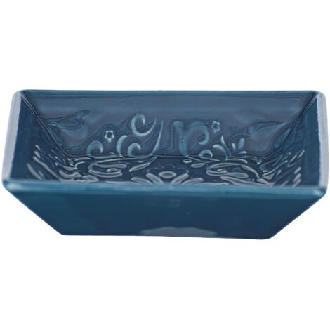 Wenko Scaffale Sapone Cordoba Blu Rigida, Ceramica, blu scuro, 10.5 x 10.5 x 2.5 cm