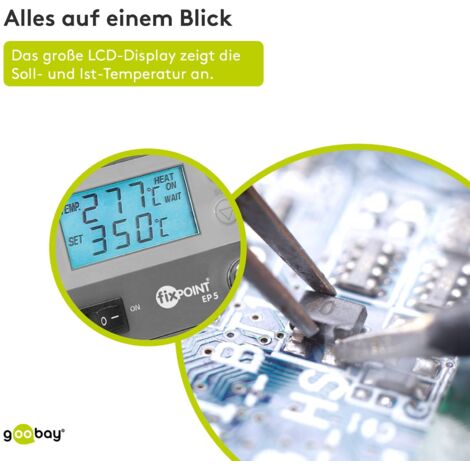 Stazione Di Saldatura Digitale Fixpoint EP5 48W | Display LCD, Temperatura 150-450°C, Supporto Per Spugna, Cambio Punte Rapido