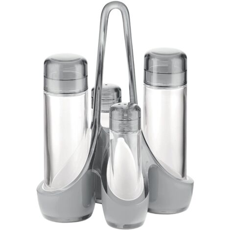 Guzzini Menage Set Olio Aceto Sale e Pepe Glam/Vintage, Grigio Cielo, 18.5 x 14 x h24 cm (1/2)