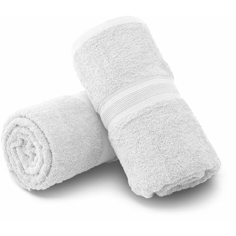 NatureMark - Confezione da 2 Asciugamani Sauna, Qualità Premium, 80 x 200 cm, 100% Cotone, Bianco (1/4)