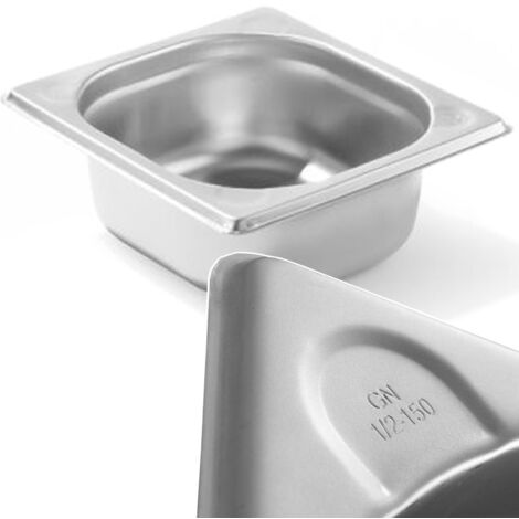 HENDI Contenitore Gastronorm, GN 1/6, resistenza termica -40 °C a 300 °C, compatibile con i forni a convezione, frigoriferi, bagno María, chafing dishes, 1L, 176x162x(H)65mm, acciaio inox