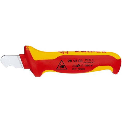 Knipex Coltello Spelacavi Impugnatura Isolante, in Materiale Bicomponente, Collaudato Vde 170 Mm 98 53 03