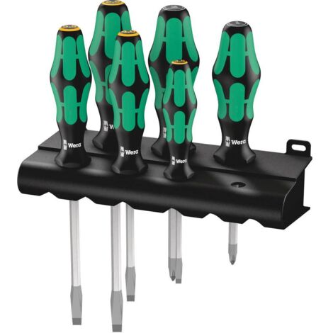 Kit cacciaviti Officina e meccanica 6 parti Wera 334/355 SK/6 Taglio, Croce Pozidriv