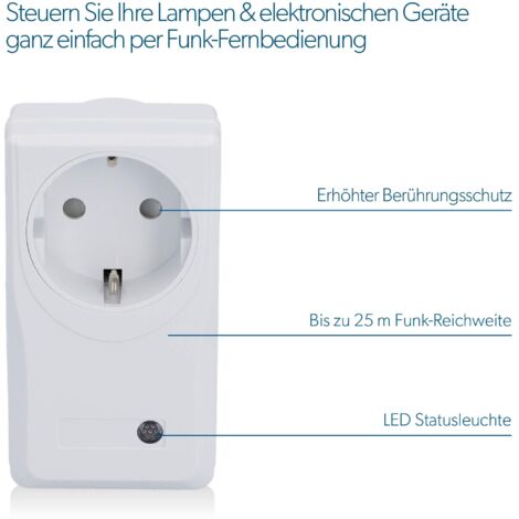 UNITEC Set 3 Prese Telecomandate Con Telecomando - Autoapprendenti, 1000W, Design Compatto Bianco - 4