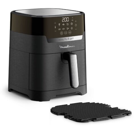 Moulinex Easy Fry & Grill, Friggitrice ad Aria 2 in 1, 4,6 Litri/1Kg, Acciaio inox, Friggitrice senza Olio con Griglia, Display Digitale Touch, 8 Programmi, 6 Persone, Nero, EZ5058