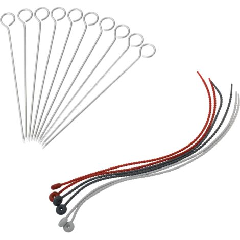 Westmark 152422E6 - Set di 10 aghi per rouladen+6 cordini, in acciaio inossidabile/silicone, argento/rosso/grigio chiaro/grigio scuro, 152422E6 (1/4)