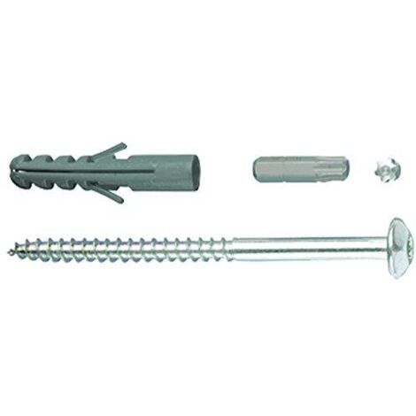 Alberts 554415 Set di viti, Accessori per fissaggio di inferriate, set di viti zincate, 4 pezzi viti & tasselli, 105 x 7 mm