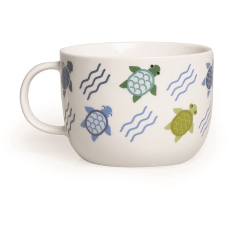 Excelsa Tazze Animals Tazza Jumbo Tartaruga 450 ml, Porcellana, Bianco/Multicolore, 1 unità (Confezione da 1) (1/4)