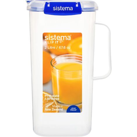 Sistema KLIP IT PLUS caraffa per succo Caraffa di plastica da 2 litri a perfetta tenuta per acqua, succo e altri liquidi Senza BPA (1/5)