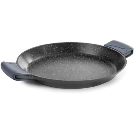 Lacor 25440 Paellera con Manici in Silicone, Rivestimento Antiaderente, Adatto per induzione, Ecologico, Senza PFOA, Alluminio pressofuso, 40 cm, Grigio/Nero