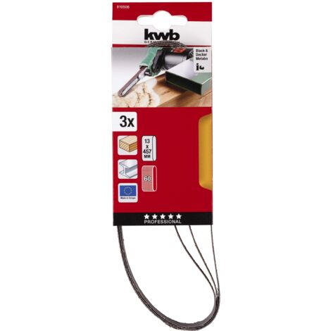 kwb Nastro di levigatura in tessuto 3X, 13 x 457 mm, K-60, Corindone nobile, per legno e metallo, u. un. Carta vetrata adatta per Black & Decker Powerfeile e molte altre parti elettriche (1/2)