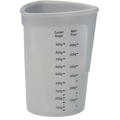 Lurch 70260 - Misurino in silicone platino 100% senza BPA, 1 l, con scala per liquidi, farina e zucchero, trasparente, 12,5 x 12,5 x 17 cm (1/4)