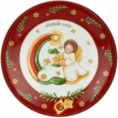 THUN - Piattino dessert Limited Edition 2023 in Porcellana, Linea Desideri di Natale, Ø 20 cm (1/2)
