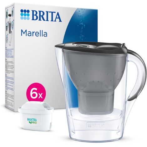 BRITA Caraffa filtrante acqua Marella Grafite (2.4L) incl. 6 x BRITA filtri MAXTRA PRO All-in-1 che riduce cloro, calcare e PFAS - Eleganza e funzionalità (1/5)