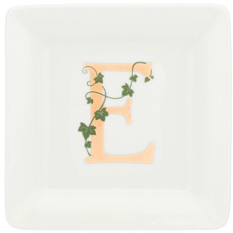 La Porcellana Bianca - Piattino Quadrato Lettera E - Arredo Casa, Cucina - Linea Adorato - Idea Regalo - Porcellana - 10x10xh1,5 cm (1/2)