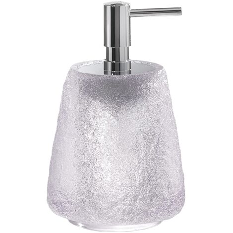 Gedy Bianco, G-Irina, Dispenser, Dosatore Sapone Bagno in Resina Trasparente, Fatto a Mano, Garanzia 2 Anni, Misure 16 x 9,9 x 9,9 CM e Peso 0,616 kg, 9,9x9,9x16