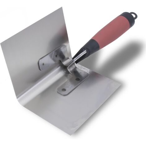Frattazzo ad angolo interno Marshalltown Bullnose con impugnatura Durasoft, in acciaio inossidabile, per cartongesso e intonacatura, dimensioni: 127x89 mm (1/4)