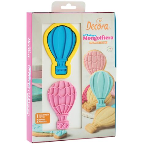 Decora 0255035 Tagliapasta E Marcatori 3D Mongolfiere, In Plastica, Il Kit Ideale per Creare Decorazioni in Pasta di Zucchero o di Gomma, Made in Italy, Design originale. Confezione da 3 pezzi (1/5)