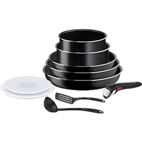 Tefal Ingenio - Set di pentole da cucina, 10 pezzi, pentole, coperchi, maniglia, non induzione, rivestimento antiaderente, impilabile, lavabile in lavastoviglie, made in Francia, Easy On L1599902 (1/5)