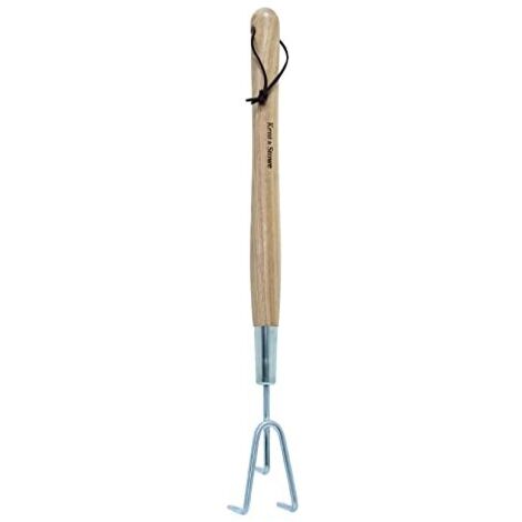 Kent & Stowe Mano a 3 Denti Lunghi – Grubber da Giardino in Acciaio Inox per scoppiare Pavimenti, Artiglio da Giardino con Manico in Legno di Frassino, Lunghezza 54 cm (1/4)