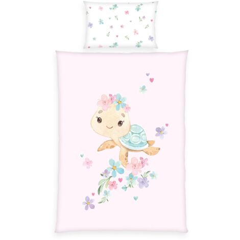 Herding Set di Biancheria da Letto, Little Turtle, Federa 40 x 60 cm con Chiusura a Busta, Copripiumino 100 x 135 cm con Cerniera, 100% Cotone/Renforcé (1/2)