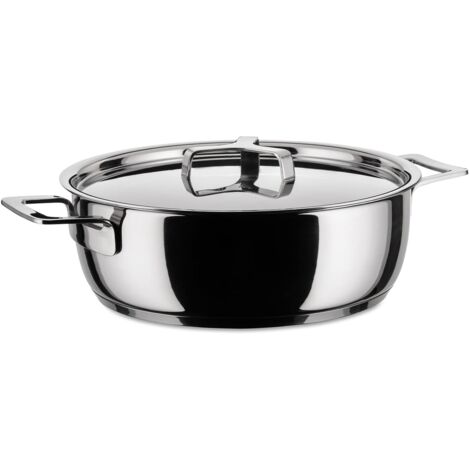 Alessi AJM102/24 Pots&Pans Casseruola Bassa a Due Manici in Acciaio Inossidabile 18/10 Lucido (1/5)