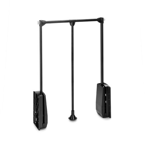 Emuca Appendino pieghevole per armadio Hang, larghezza regolabile 450-600mm, Acciaio e Plastica, Verniciato Nero