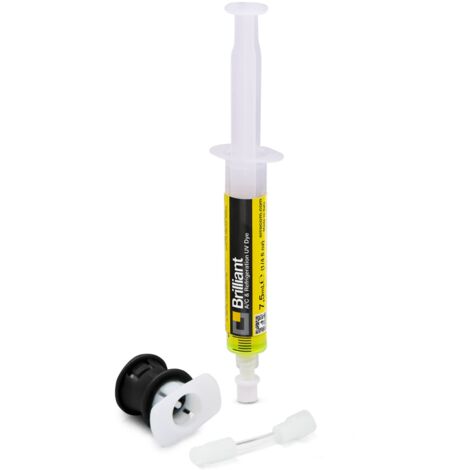 Errecom Brilliant - 7,5 ml, Tracciante UV per individuare Perdite di Gas Refrigerante negli Impianti A/C Auto, Include Adattatore per valvola di Carica Lato Bassa Pressione Gas R134a (1/4)