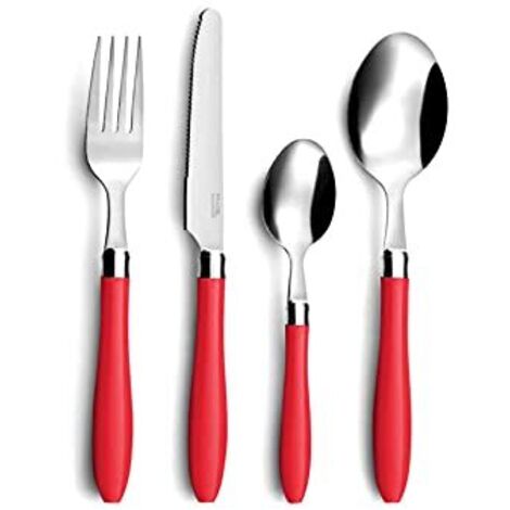 Pradel Essentiel Reglisse Couverts, Acier Inoxydable, 16 unités 8x6x27 cm Rouge (1/3)