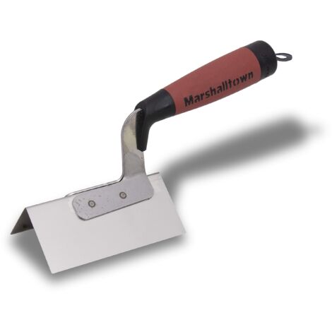 Cazzuola ad angolo esterno Marshalltown con manico DuraSoft, perfetta per la costruzione di muri a secco e l'isolamento termico, dimensioni della cazzuola: 108x51 mm