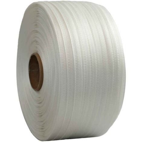 Reggia Tessile Intrecciata rinforzata 19 mm x 500 m - Qualità PRO TECPLAST FT - Alta resistenza 750 kg - Reggia con fili intrecciati