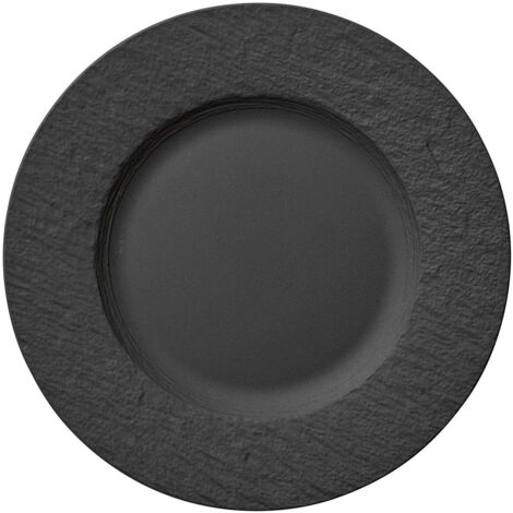 Villeroy & Boch Manufacture Piatto Piano Nero, Lavabile in Lavastoviglie, Adatto per Microonde, Stoviglie, Piatto Ceramica, Porcellana Premium (1/4)