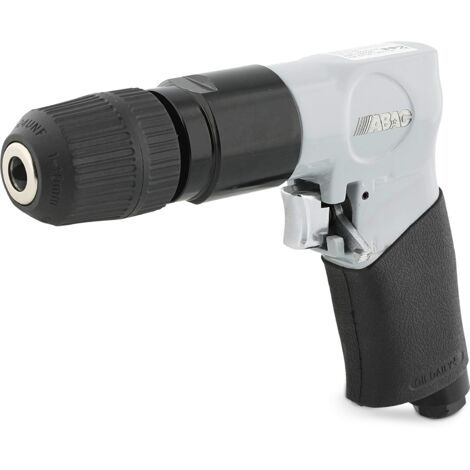 ABAC Trapano Pneumatico G-190, Trapano Reversibile per Compressore, Incluse 10 Punte Trapano e Kit Punte Cacciavite, Impugnatura Isolante in Gomma, Mandrino Senza Chiave