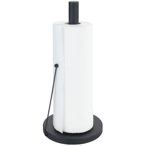 Wenko Portarotolo di carta Clayton, portarotolo nero Black Outdoor Kitchen per comuni rotoli da cucina, supporto indipendente in metallo verniciato a polvere, accessorio per cucina Ø 15 x 33 cm
