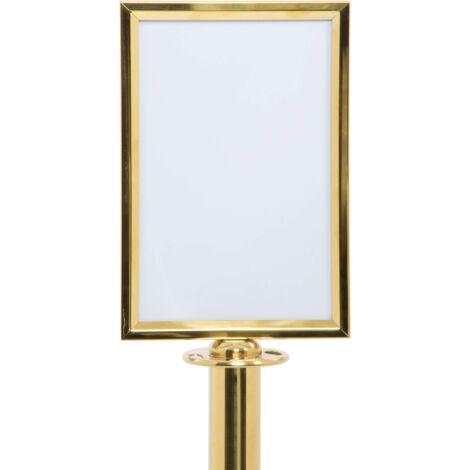 SECURIT - Porta Poster per Sistema Barriera Classic - Per Bar, Ristoranti, Pub, Negozi - Formato A4 - Doppia Faccia - Acciaio Inox - Finitura Dorata