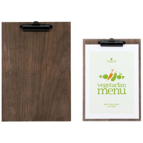 SECURIT - Porta Menu Linea Walnut - Per Caffè, Ristoranti, Bar - Formato A4 - Legno Di Noce Laccato - Clip Per Mantenere i fogli
