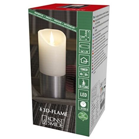 CFDECOR Candela LED Tremolante Con Telecomando E Timer – Effetto Fiamma 3D In Vera Cera, Diametro 3,5cm X Altezza 14cm, Avorio, A Batteria - 4