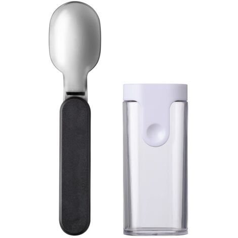 Mepal - Cuchara Plegable Ellipse - Cuchara Reutilizable Para Llevar - Cuchara Plegable Para Yogur - Cubiertos De Viaje - Incluye Estuche - Acero Inoxidable - Nordic black (1/4)
