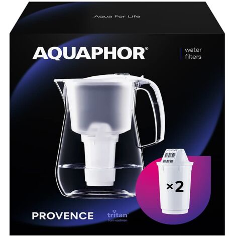 AQUAPHOR Filtro acqua Provence bianco con 2 filtri A5, caraffa per 4,2 l, grande acqua effetto vetro, riduce calcare e cloro, filtro acqua da tavolo, | Leroy Merlin